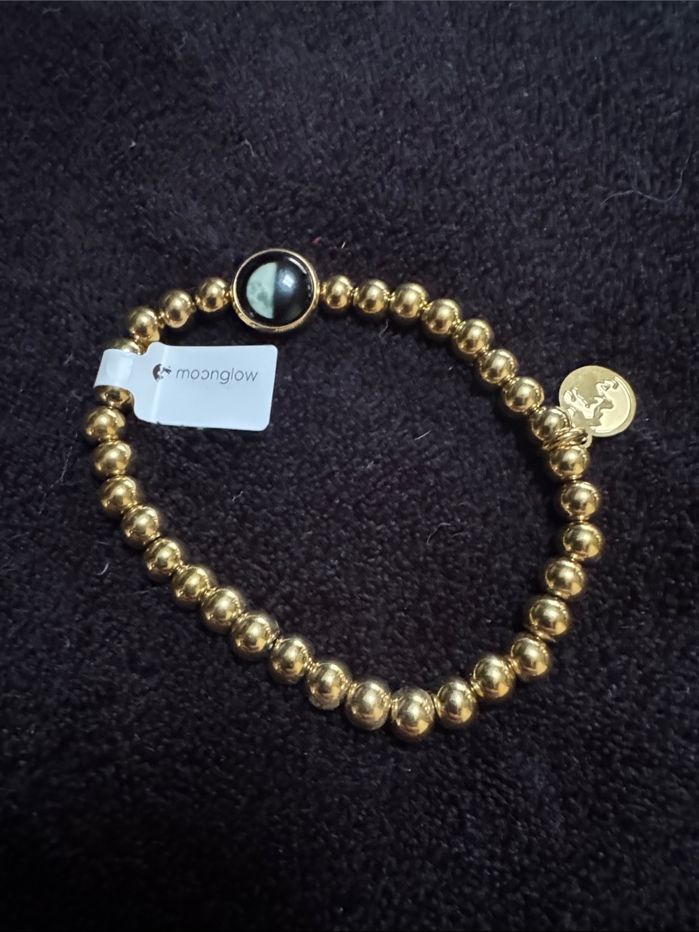 Moonglow Gold Beaded Bracelet with Accent Charm